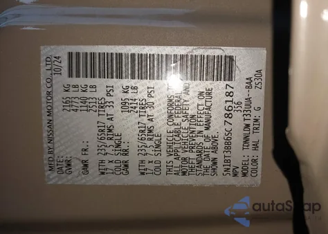 2025 Nissan Rogue Rock Creek from USA, damaged, VIN 5N1BT3BB6SC786187